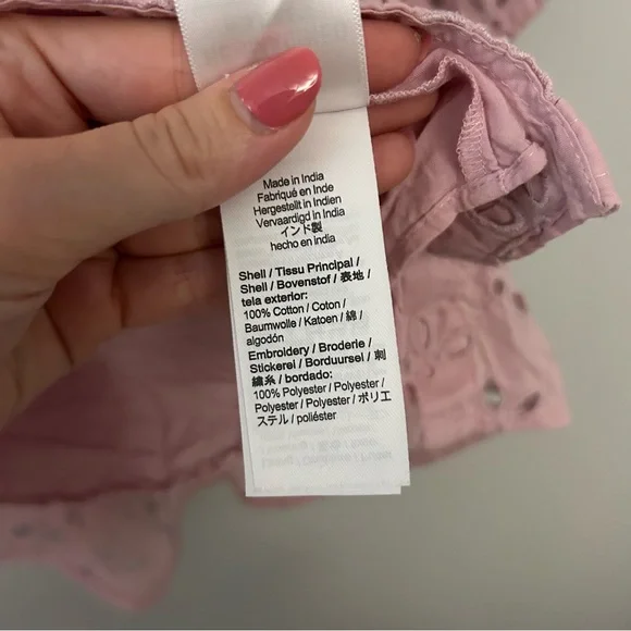 J. Crew Spring Garden Eyelet Blouse Pink Purple - Picture 7 of 8